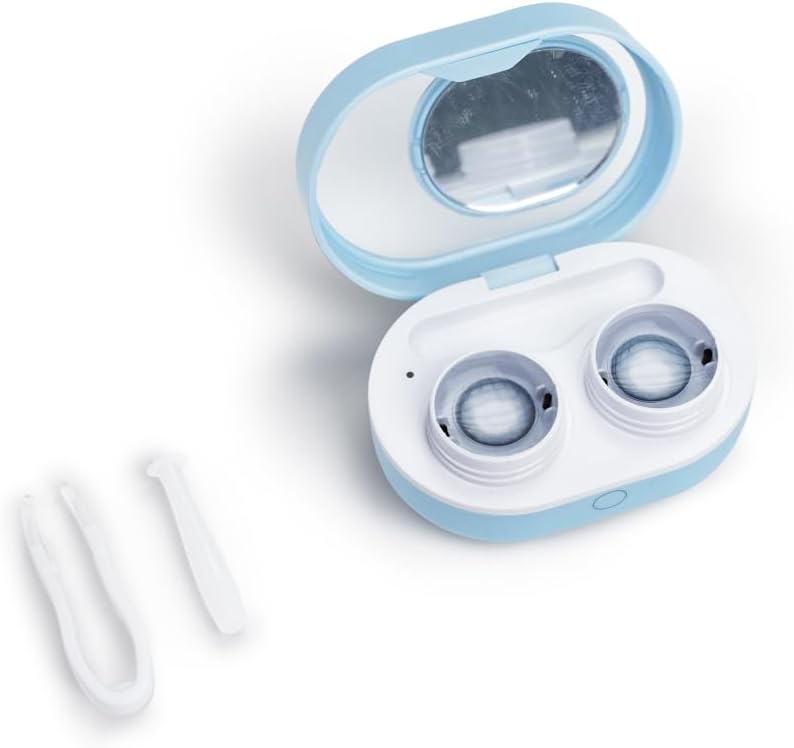 3N Soft Contact Lens Cleaner with Advanced Electrophoresis Technology, ReO2 Mini Pro, with Mirror and Tweezer (Blue) - Image 2